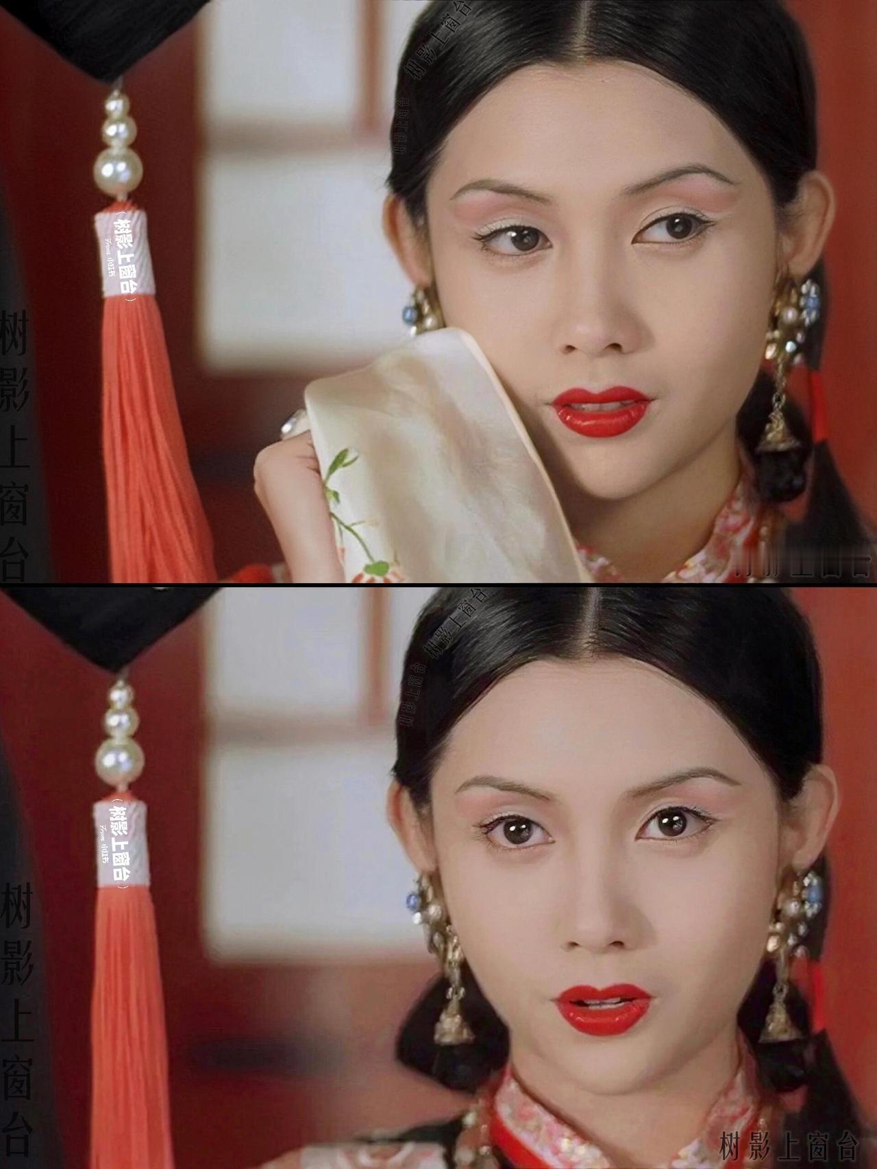 才发现《如懿传》里大如的造型，学的是邱淑贞的妆造——同样的古典弯眉、大红唇，可不