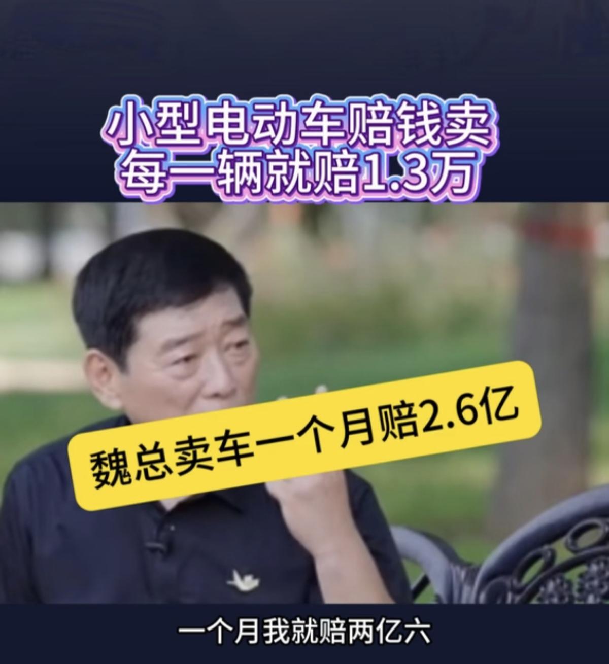 长城汽车董事长魏建军：“欧拉黑猫、白猫月销两万多台，但每卖一台车就亏损1.3万元