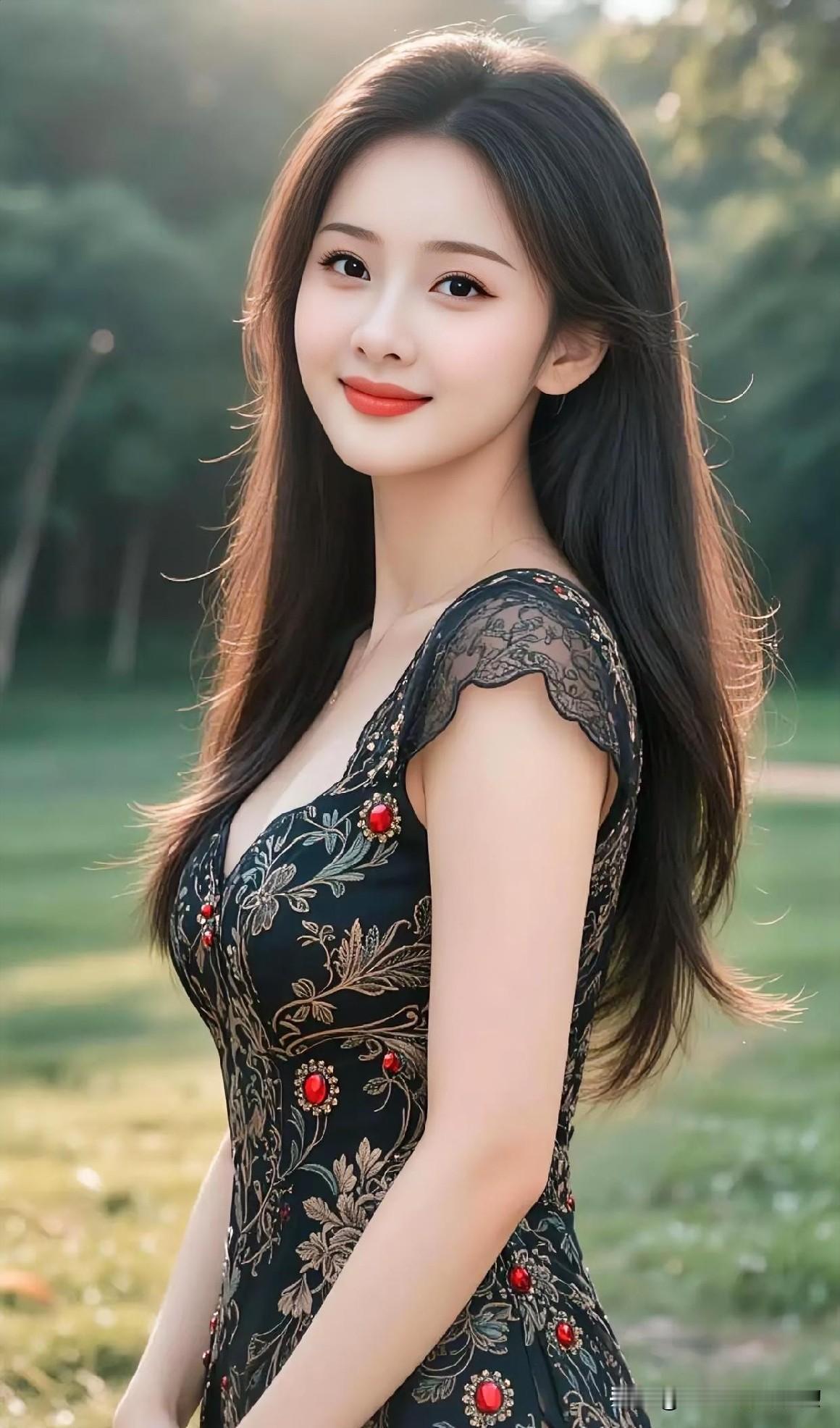 幽幽林间，暗香浮动。一袭黑底金绣的华服宛若暗夜里的神秘星辰，璀璨的红宝石点缀其间
