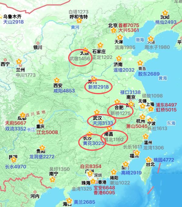 中部的尴尬在于离北上广都不远，容易受到三大枢纽的辐射和影响。航空就是一个直观的