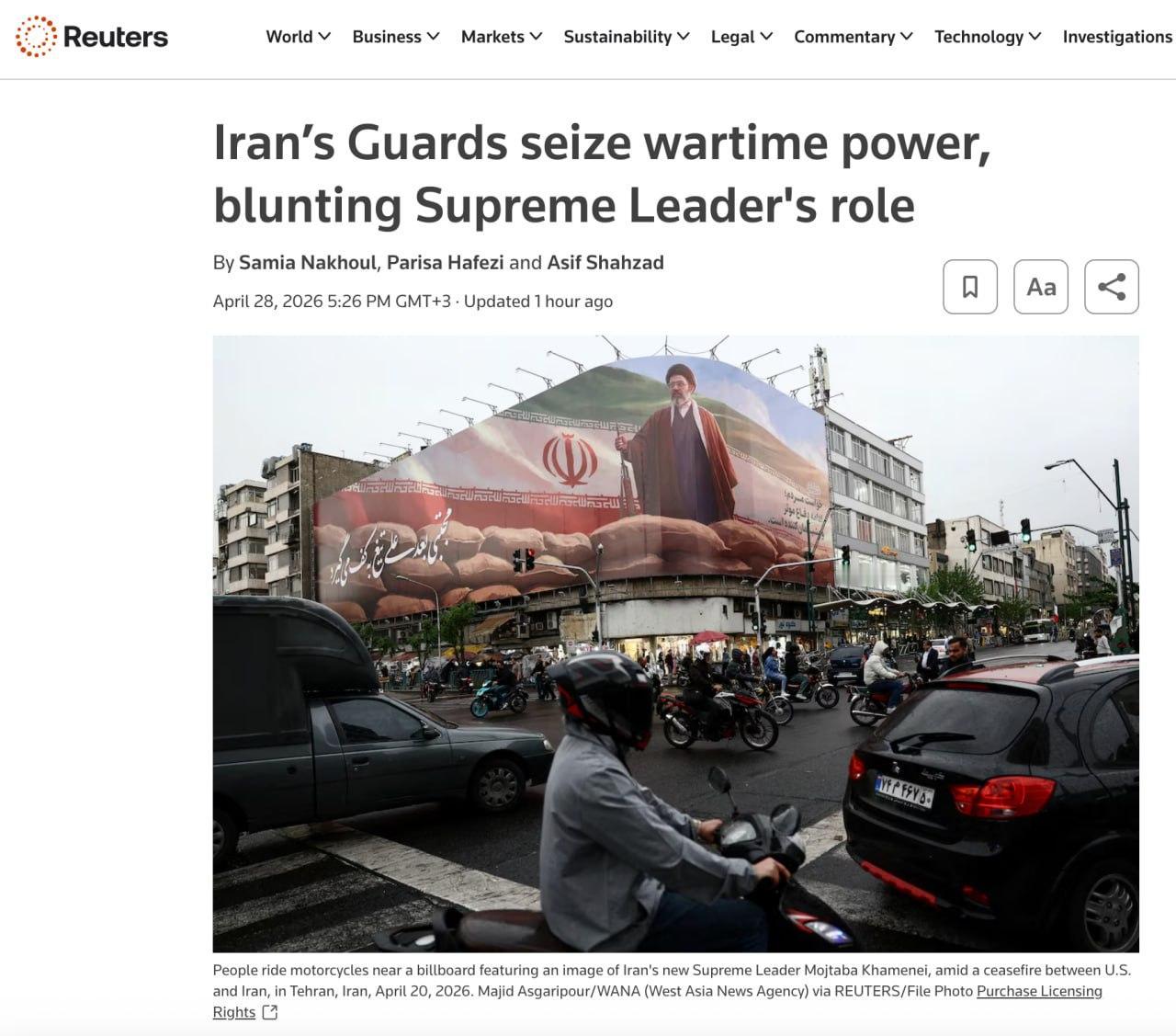 据路透社独家爆料，美以联手“斩首”哈梅内伊后，伊朗权力格局彻底洗牌。表面上是