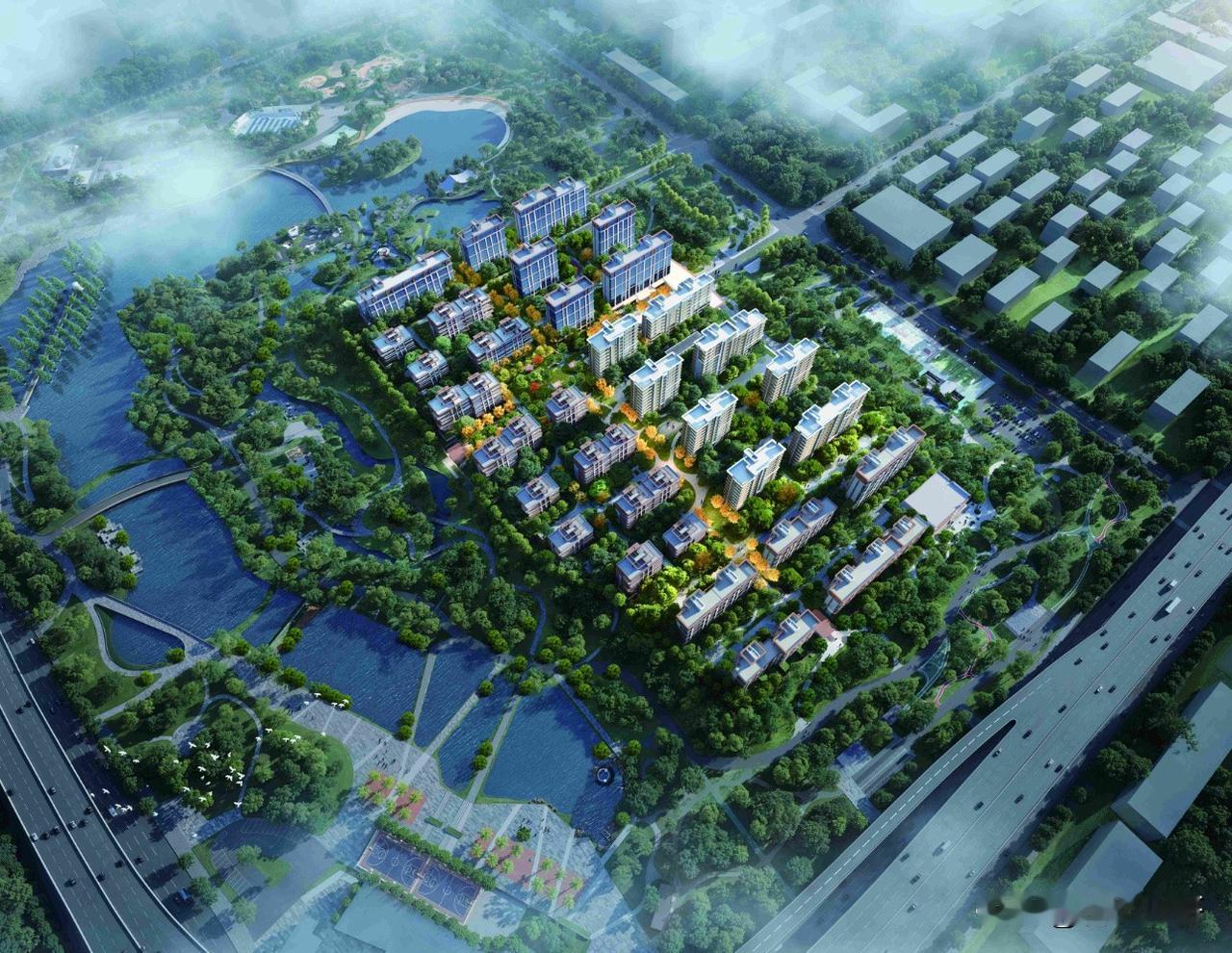 合肥城建生态公园地块设计方案公示～项目容积率1.3，规划33栋洋房和叠墅，总