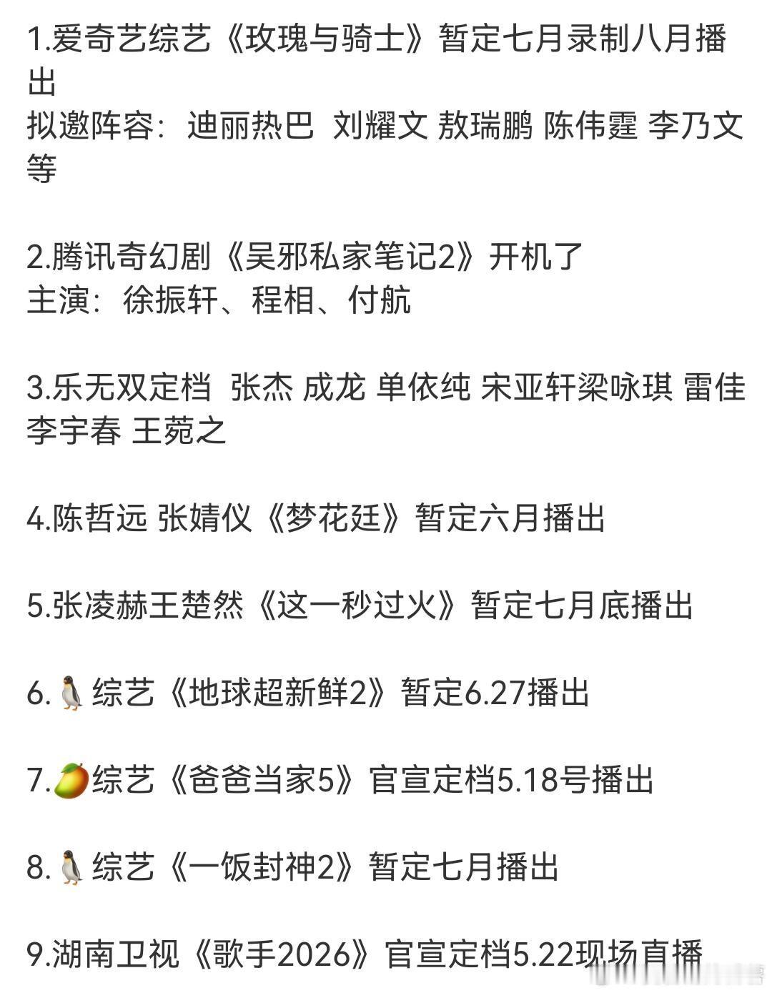 娱乐圈吃瓜1.爱奇艺综艺《玫瑰与骑士》暂定七月录制八月播拟邀阵容：迪丽热巴刘耀