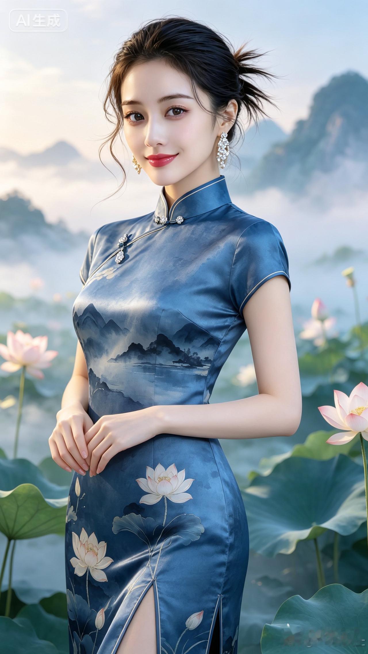 “梦回江南，蓝衣美人”🌸💙🌿
