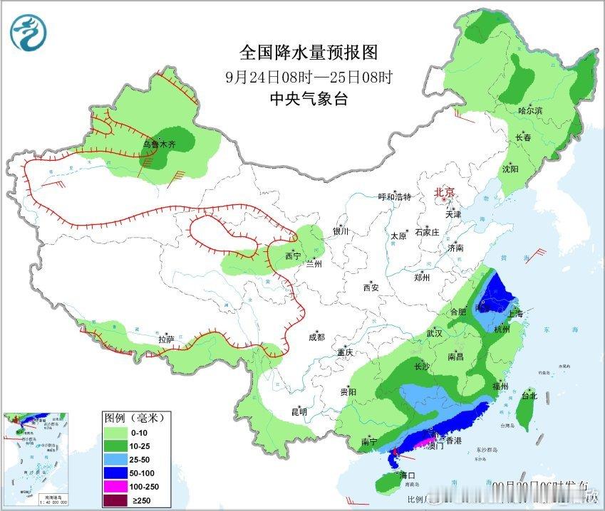 气象科普【台风雨】目前预报看，24日的强降雨，一个是在华南一带，直接受到台风桦