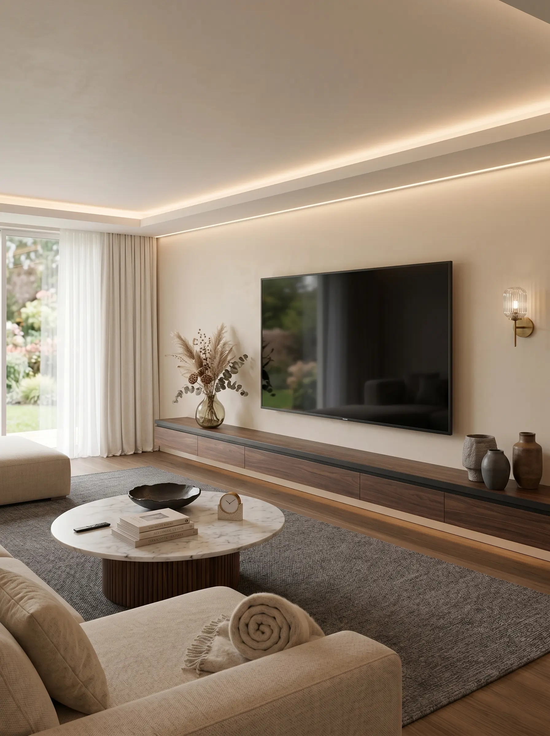 不用过度装修！白墙+胡桃木高级到没边😎。+胡桃木配色法⚪🟤 简装也...