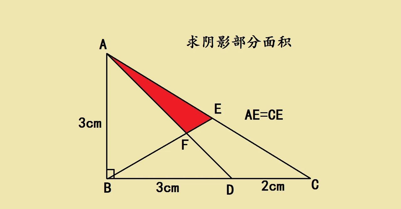 这是一道小学奥数题，几何难题，求阴影面积，很多学生直接交白卷。如图所示，直角三