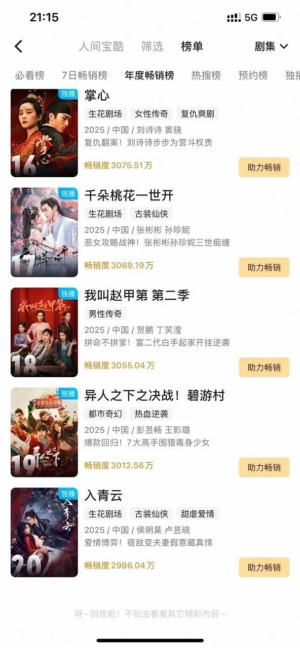 《入青云》第11天进优酷年榜什么水平？​​​