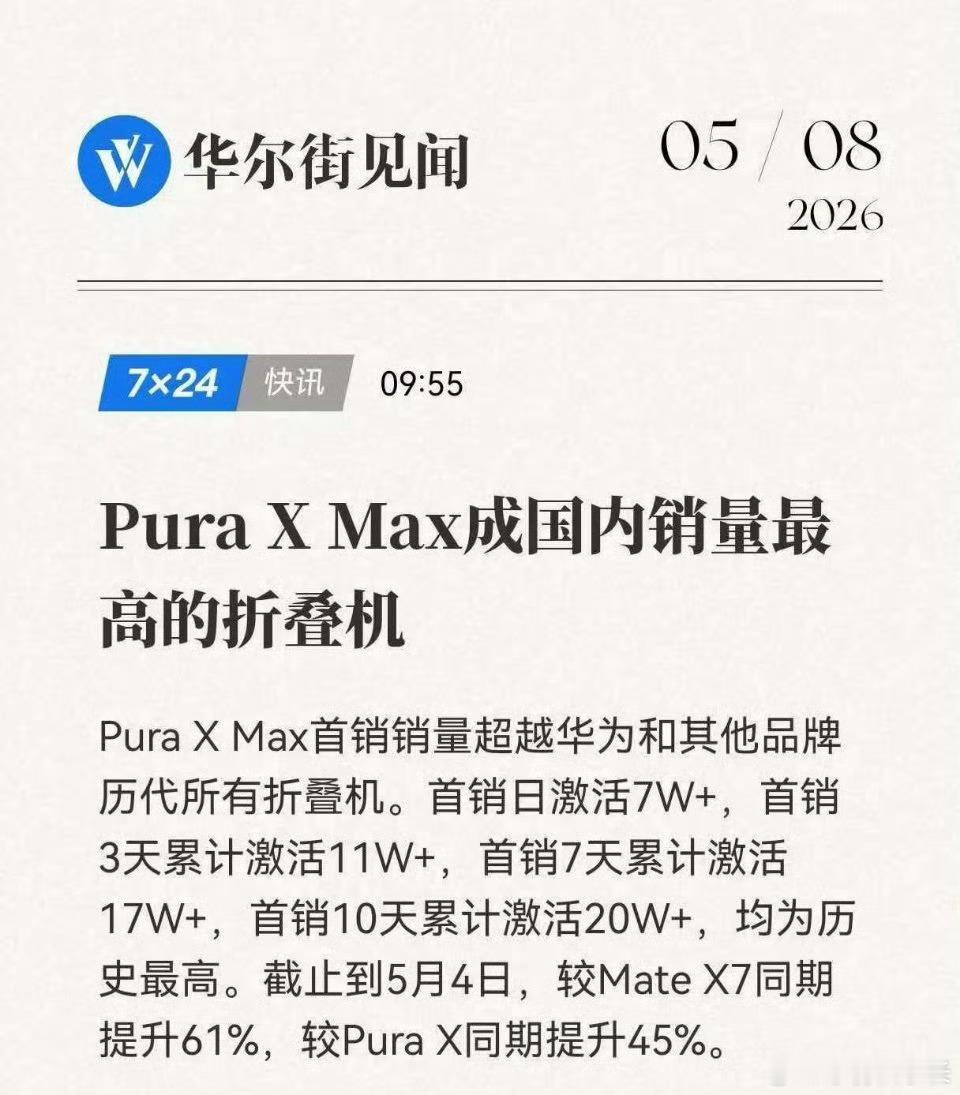 曝华为PuraXMax10天销量突破20万台大阔折叠这个成绩，老实说，还挺出乎