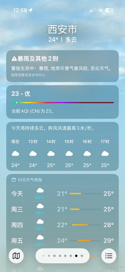 好消息：西安居然降温10度！坏消息：西安暴雨⛈️恶劣天气～时不时就打开刷一刷各地