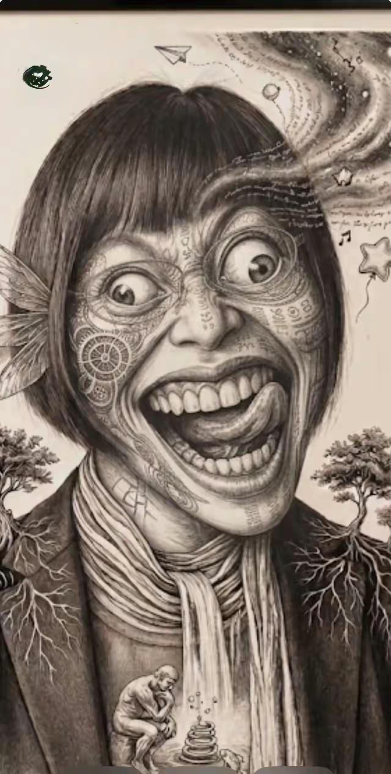 清华美院丁教授的画像，被网友玩出了新高度！最近刷到一组图，笑到拍桌——全是网