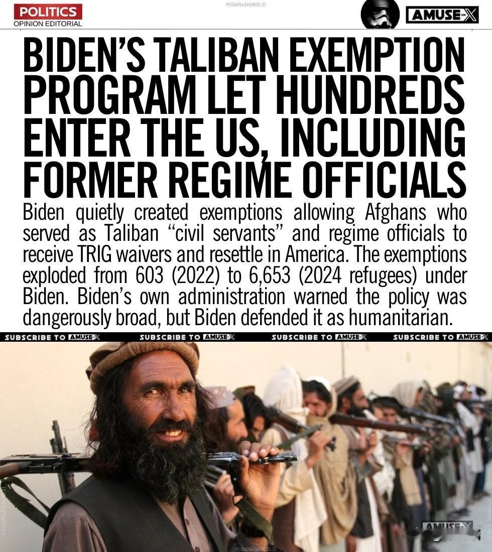 拜登任内不仅引进了2000多名阿富汗死亡小队成员，而且还引进了7000多名塔利班