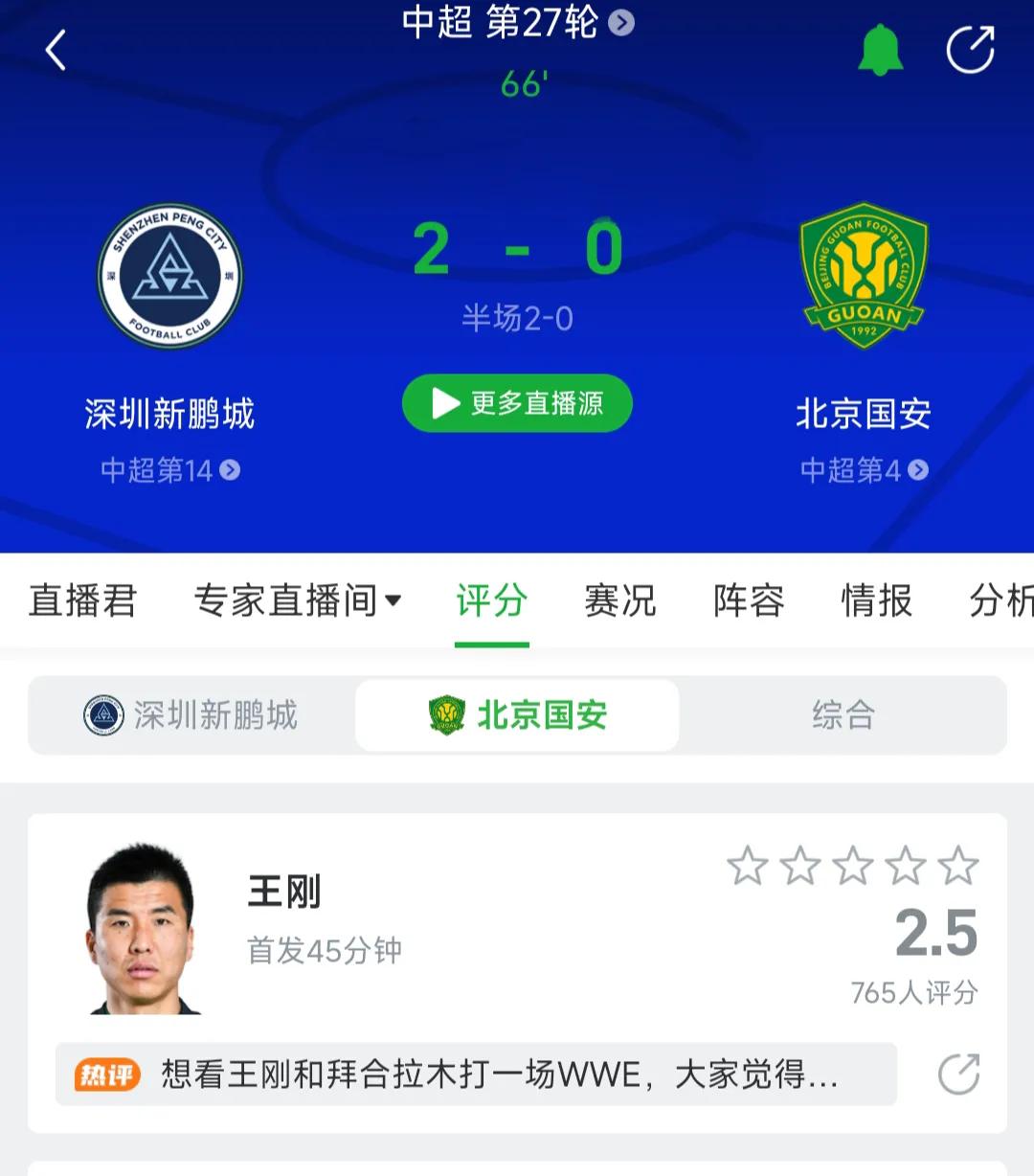 0-2！北京国安这场球直接把中超冠军踢没了。没想到休赛期过后，球队还是照样拉胯