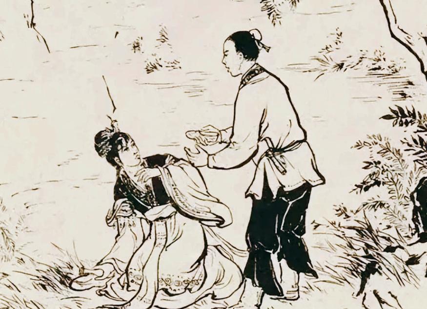 古时，一女子跟大伯哥进山砍猪草，她隐隐觉得大伯哥一直在自己身上来回打量，心里不免