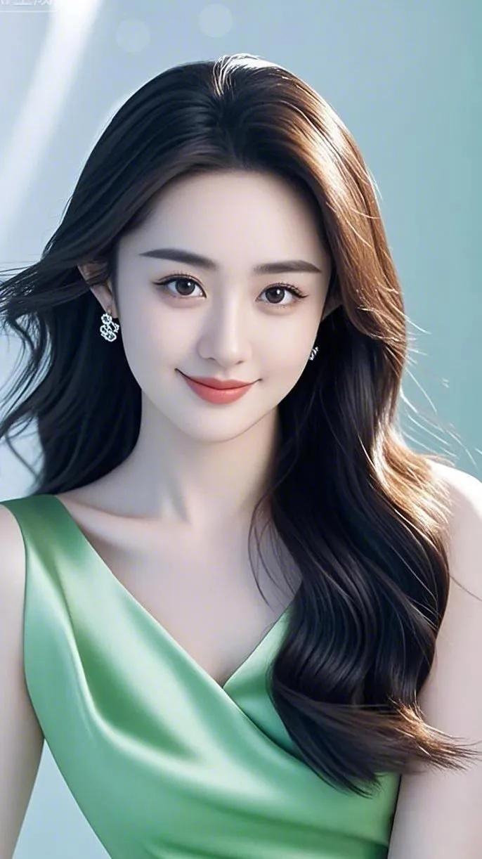 温柔甜美的绿裙女神，散发着自然的光彩！🌟✨
