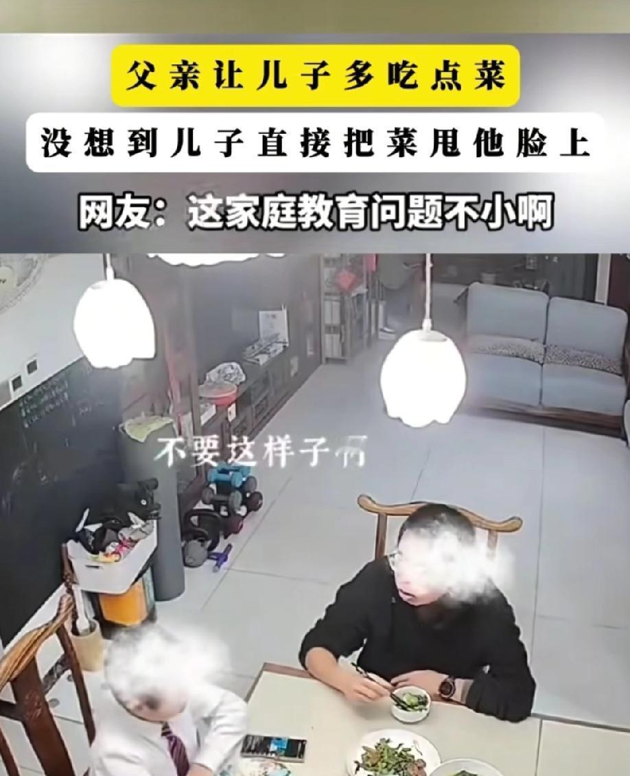 父亲给孩子夹菜，孩子反手把菜“甩”到父亲脸上。谁对谁错？5月4日，在一家人的午