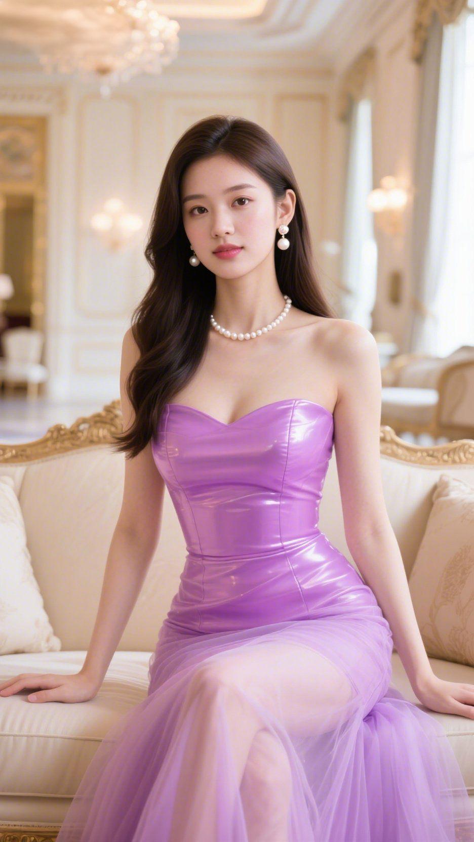 华堂晴韵华灯垂彩耀厅堂，素壁匀清映晓阳。金饰雕棱凝雅致，明窗透影纳晴光。