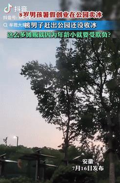 太欺负人了！7月16日，安徽，一8岁男孩独自在公园创业卖冰棍，可没想到，却遭到一