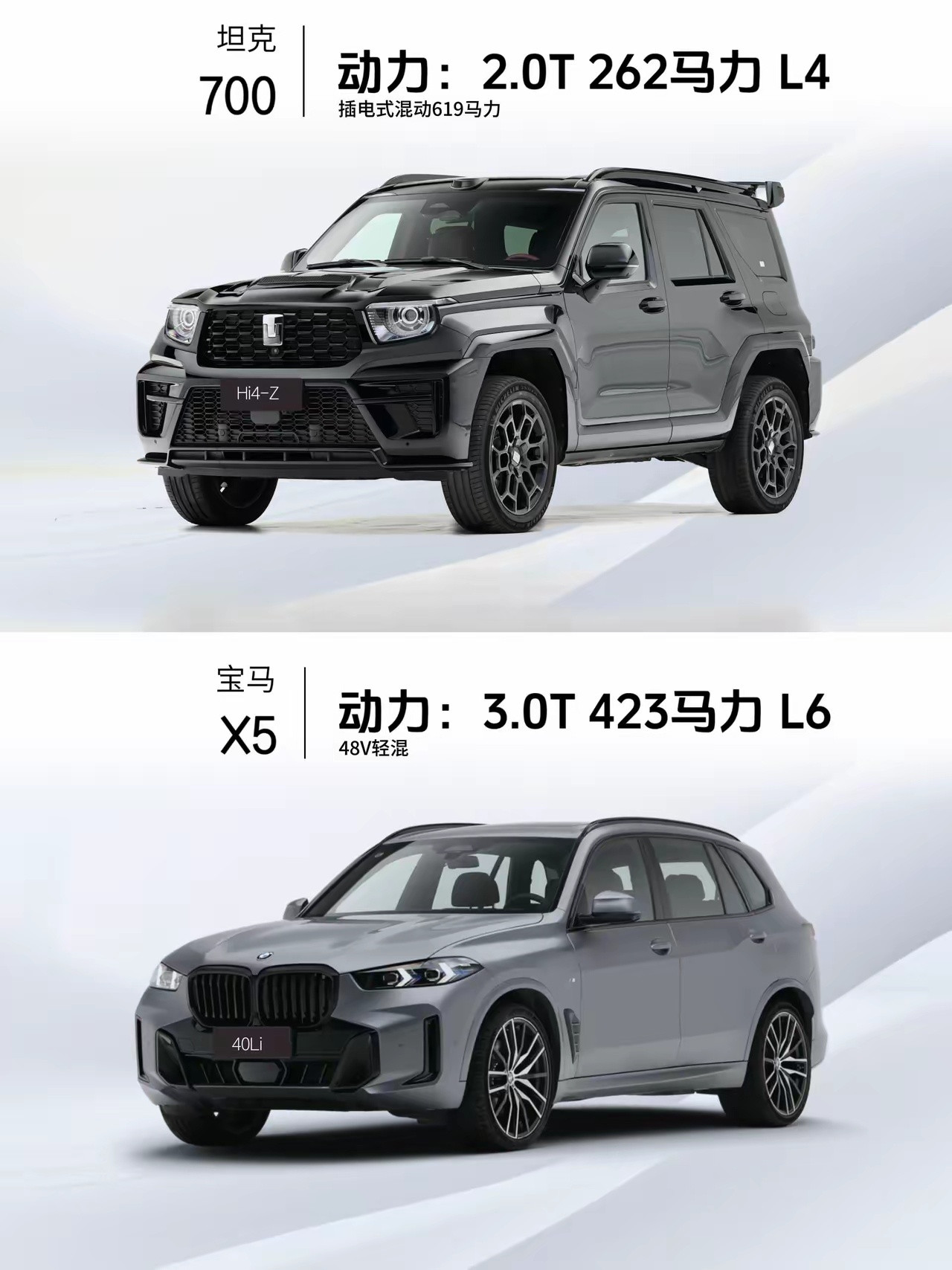 说句实话，宝马X5气场真比不上坦克700。客观来讲，把宝马X5和坦克700放一块