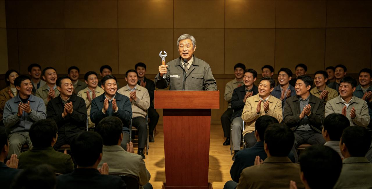 公司评选“年度最佳员工”，候选人需要在全员大会上做五分钟演讲。轮到老刘，他没讲