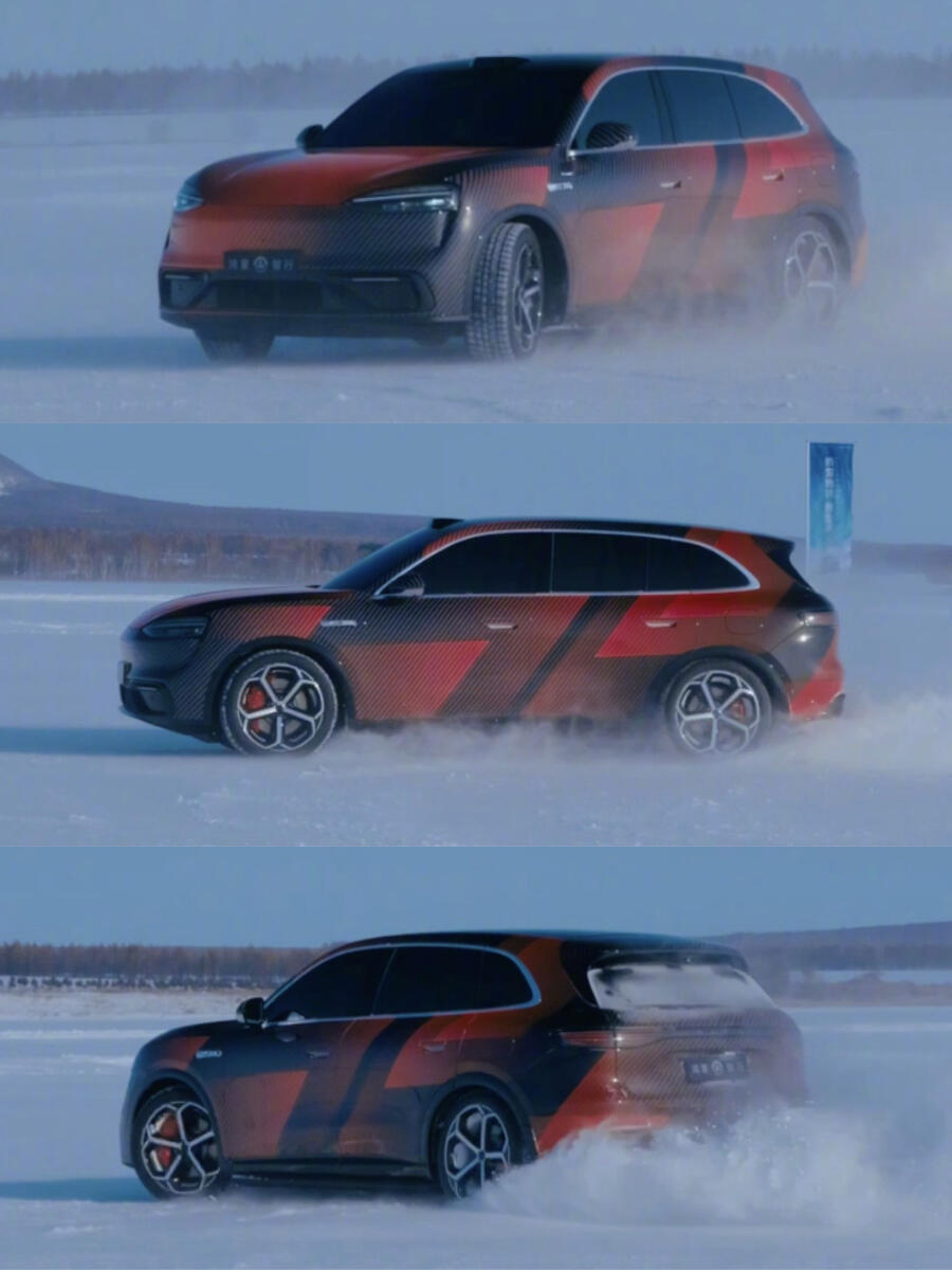 问界M6的冬测实车图曝光啦！看起来应该是中大型尺寸，车长可能在5米以内，从定位来