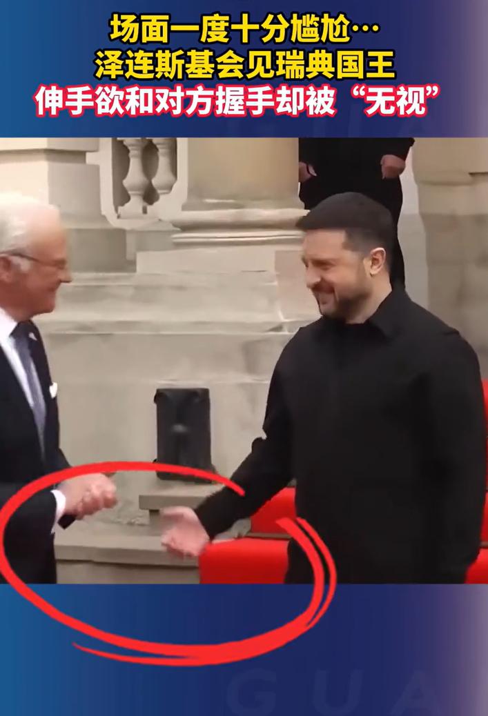 瑞典国王无视泽连斯基伸出的手，在这种外交场合，是故意的还是忘记了？首先，不可
