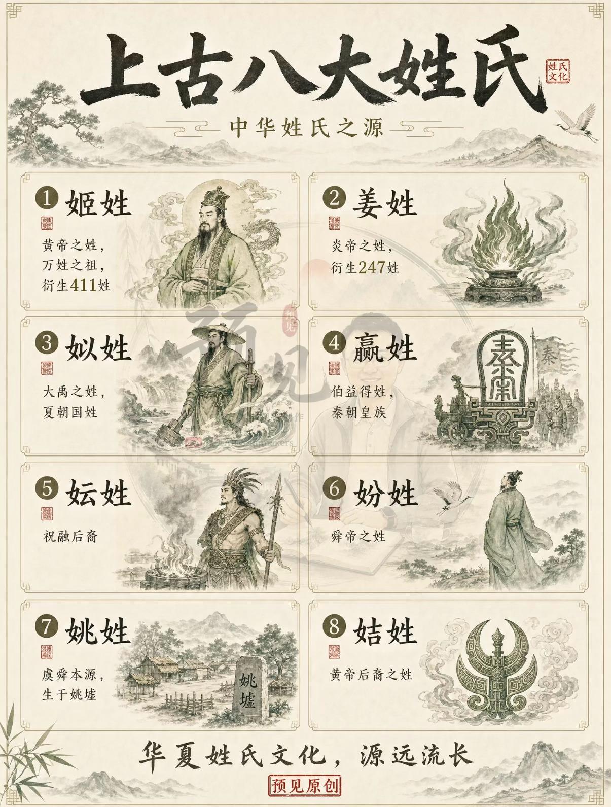 华夏根脉：上古八大姓，我们绝大多数人的祖先源头中国人寻根，绕不开上古八大古姓：