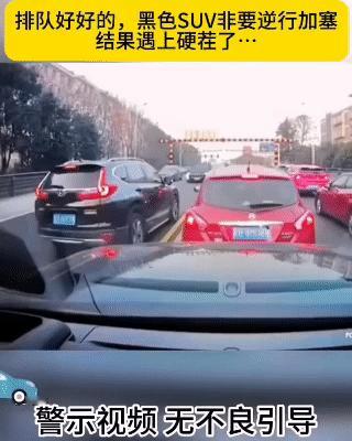 排队遇逆行加塞，这波操作看得人直呼解气！大家都规规矩矩排队过闸，左边这辆黑