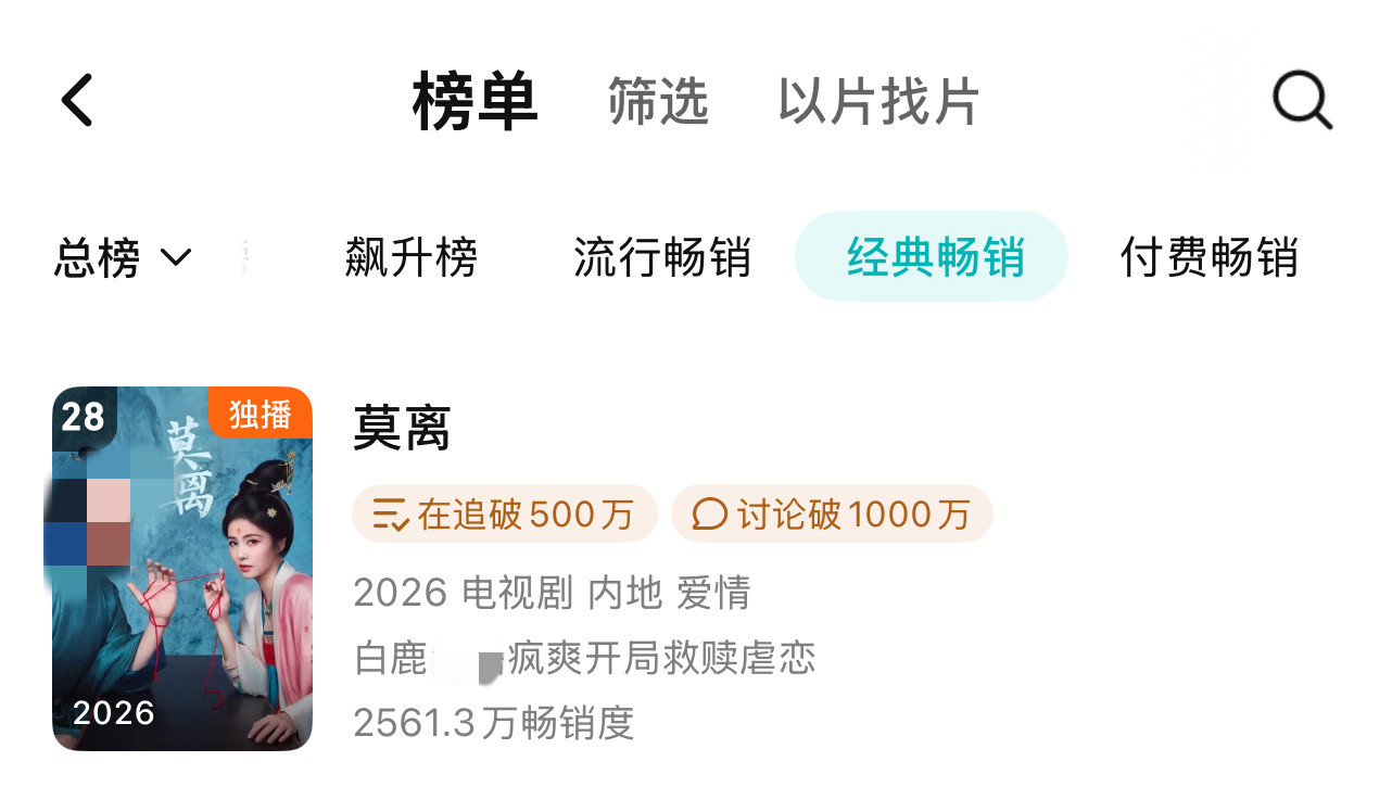 莫离年榜排名再进1