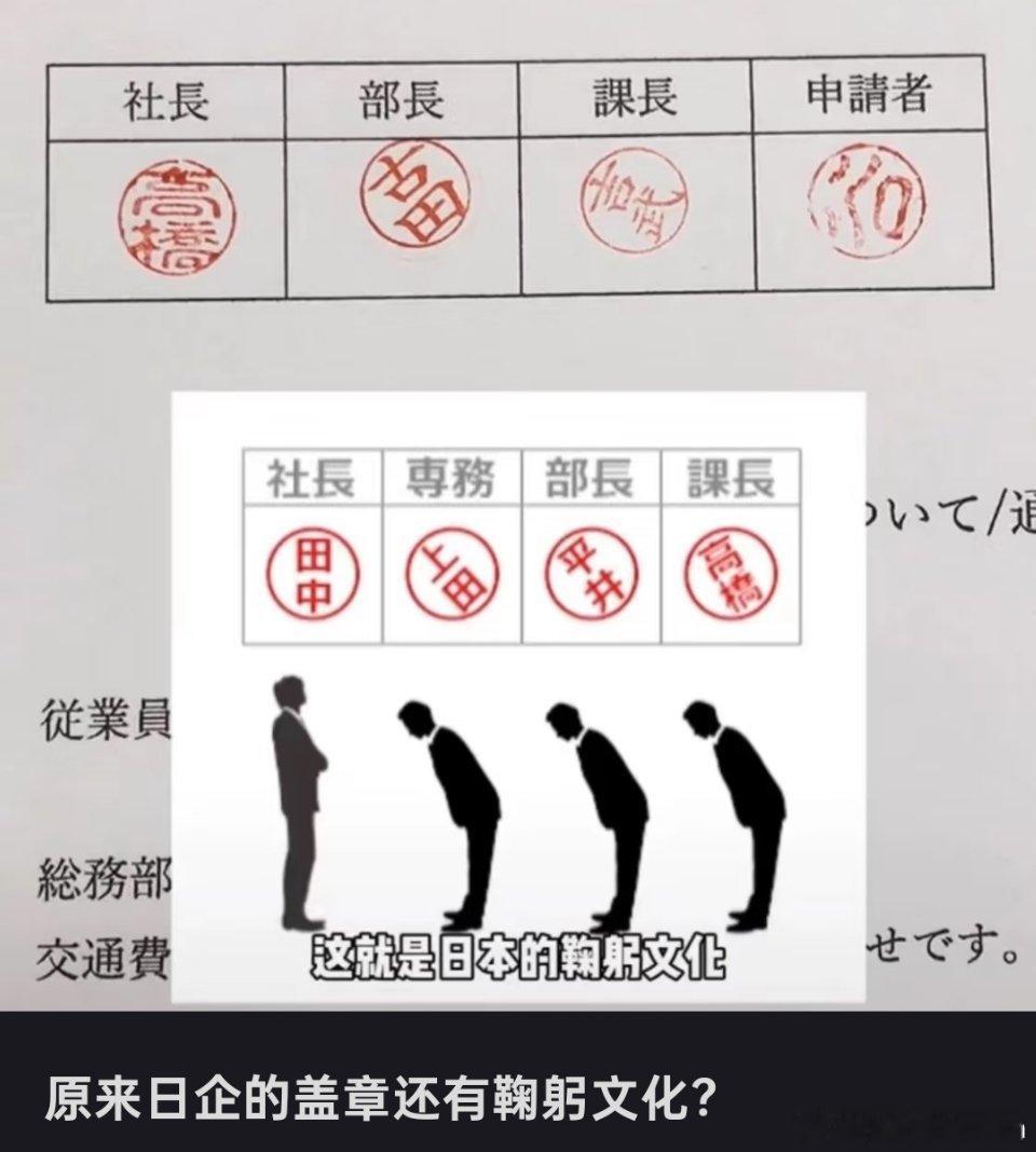 原来日企的盖章也有鞠躬文化。