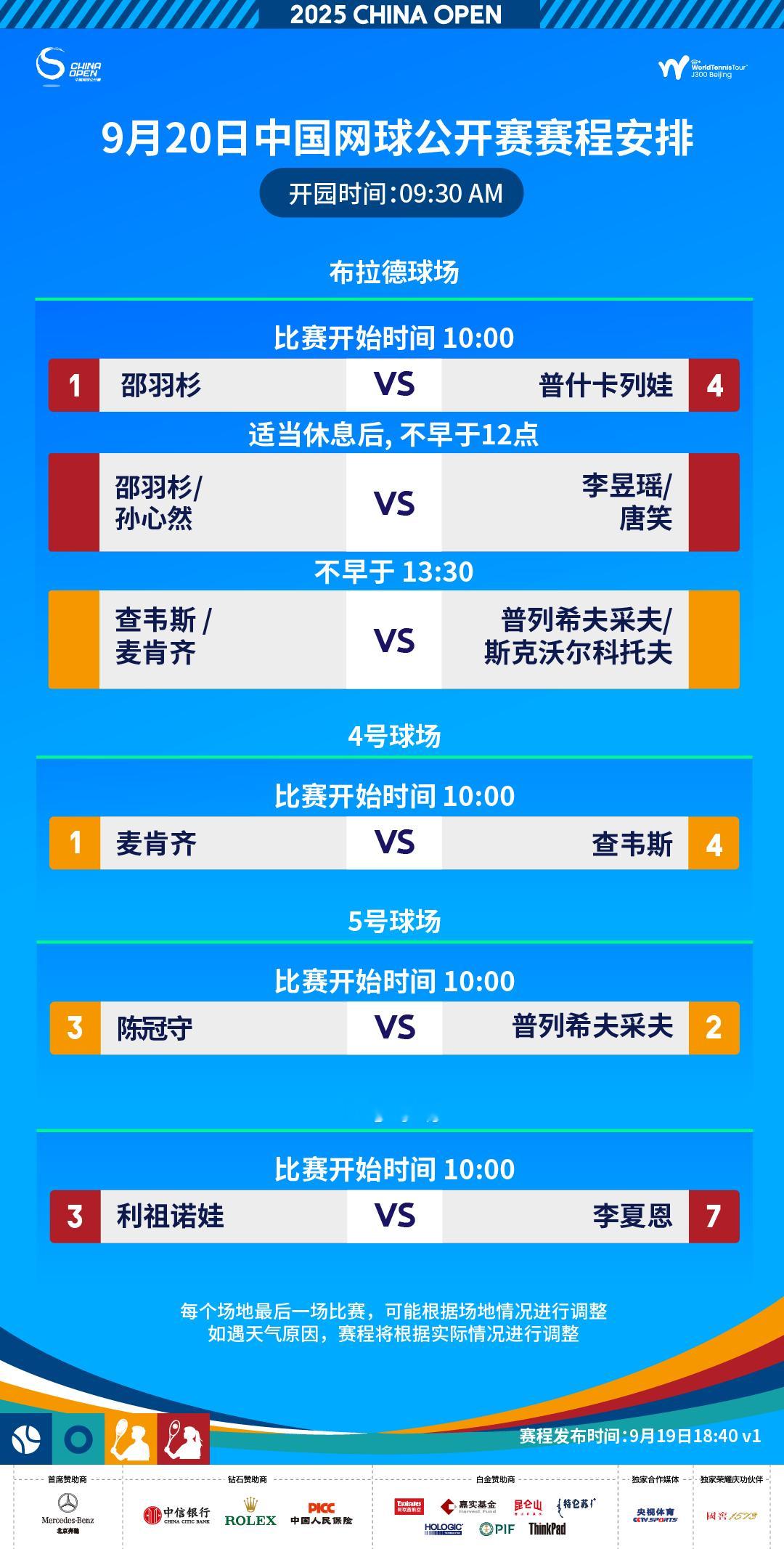 2025中网今日青少年赛程安排，邵羽杉单双打继续向前冲！​​​