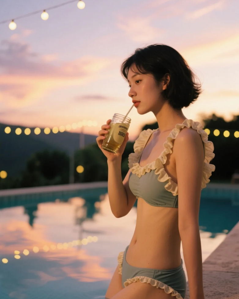 碧波荡漾中的优雅身姿，泳装美女演绎夏日风情