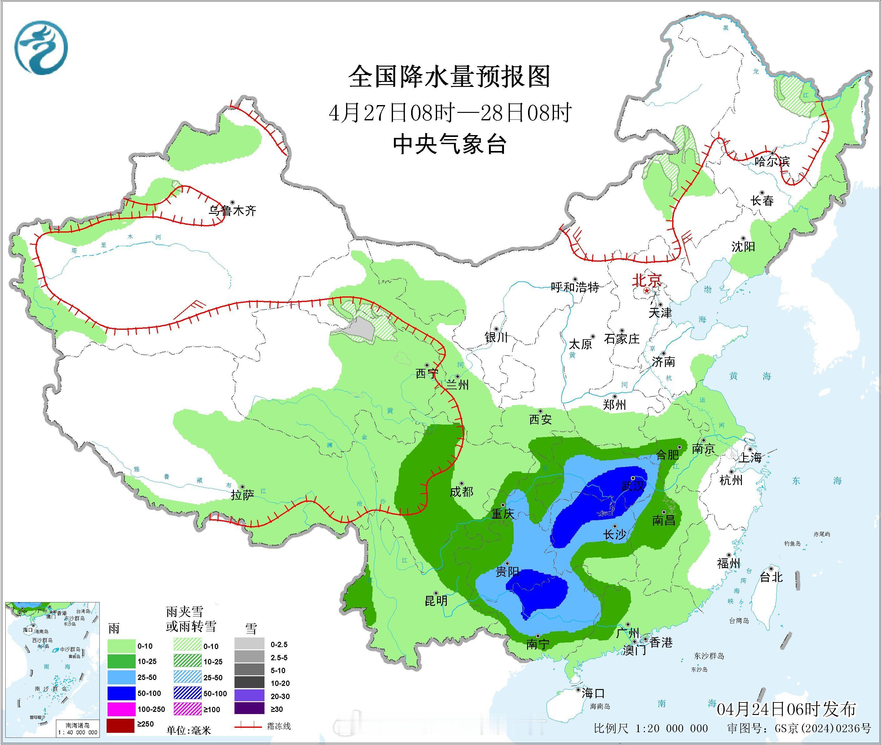 气象观察团由于中长期西南地区长江中下游江南等地依然多降雨，并且冷空气较活跃
