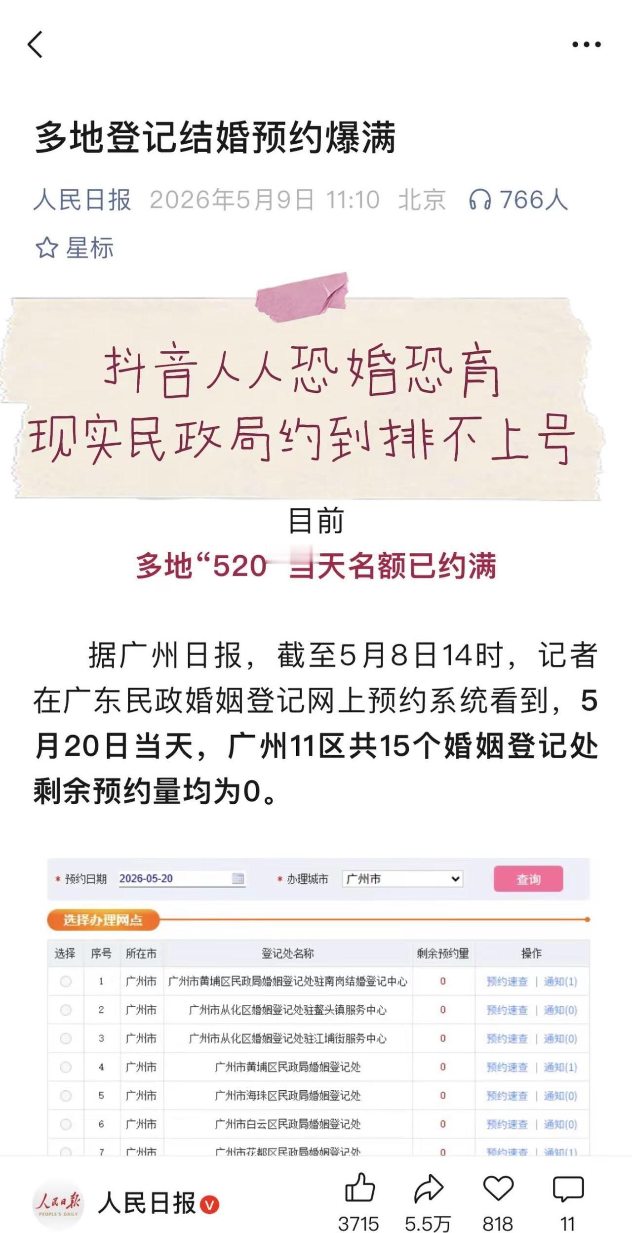 人人恐婚恐育，现实生活中民政局约到排不上号。结婚恐婚