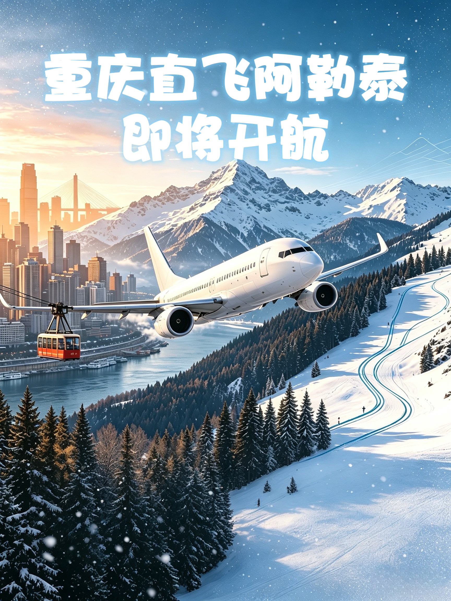 重庆直飞阿勒泰即将开航✈️冬季去新疆滑雪的朋友注意啦⚠️计划10月25日起，新开
