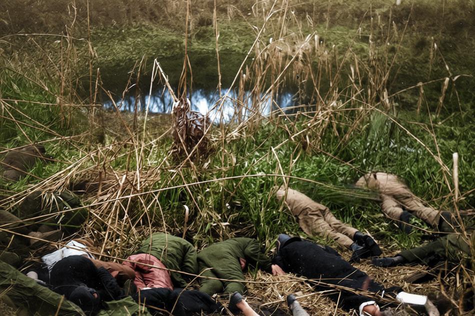 这张照片是南京大屠杀期间的真实历史罪证影像，拍摄于1937年12月南京沦陷后不久