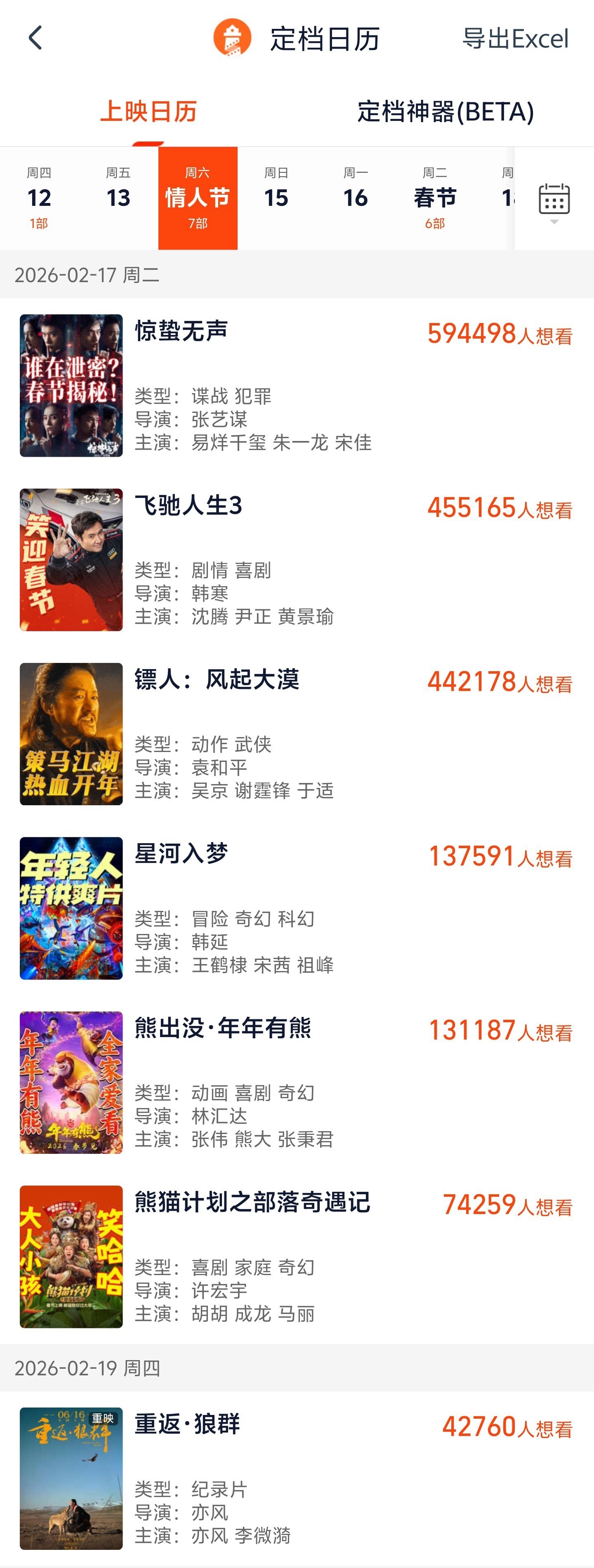 7部影片定档2026春节档2026春节档的电影你们准备看哪些？我要看惊蛰和飞驰