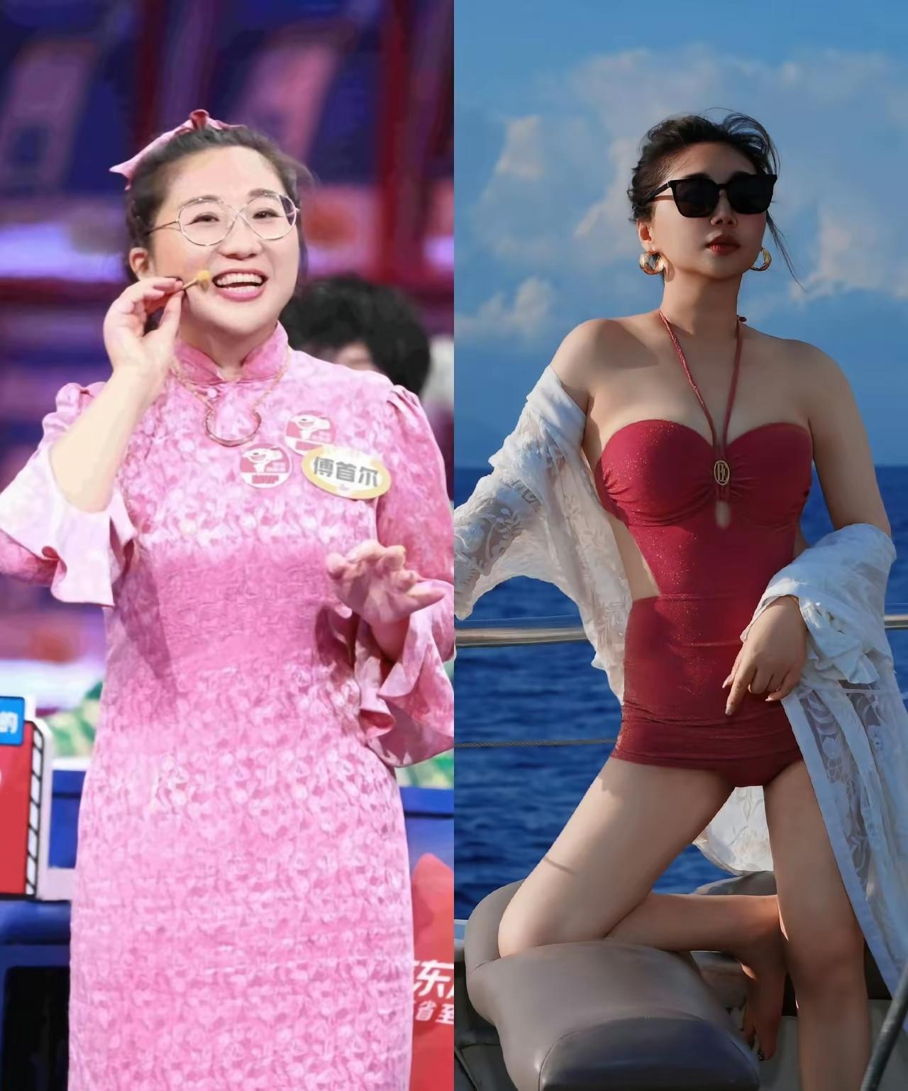 傅首尔瘦了，泳装也敢穿了，这身材真是没的说，魅力四射，这以后“傅首尔面相”应该不