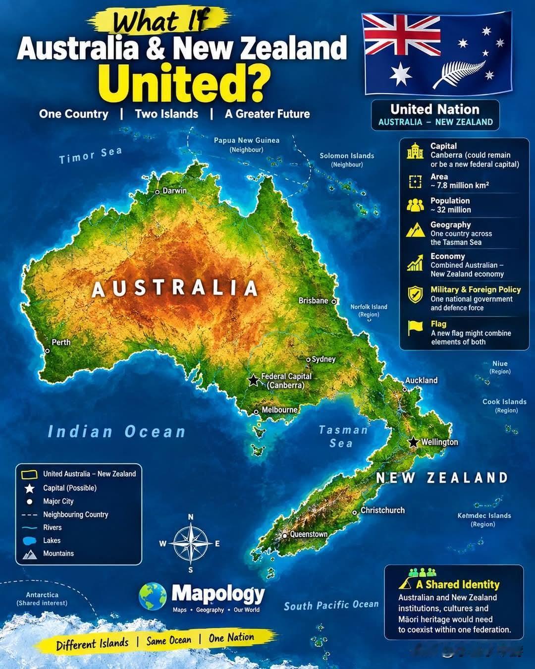 🇦🇺🇳🇿如果澳大利亚与新西兰合并会怎样？🌏想象一下澳大利亚和新