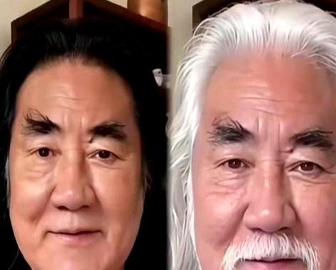 真的是相由心生啊张纪中一把年纪了，把头发染黑，又刮掉了标志性的大胡子。现在天