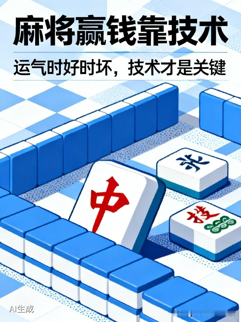 打麻将真的想长期赢钱，靠的不是运气而是技术，嘴上总是说运气大于技术的人，十有八九