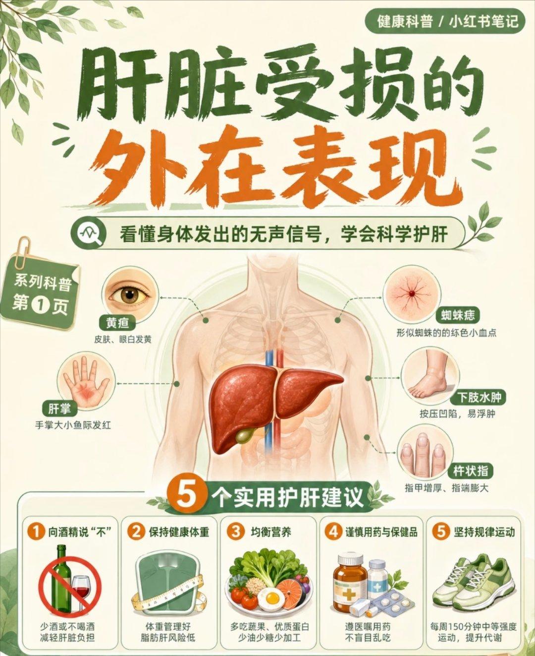 肝脏受损的6个身体表现肝脏是我们身体中最繁忙、最复杂的“超级工厂”，它不仅帮助