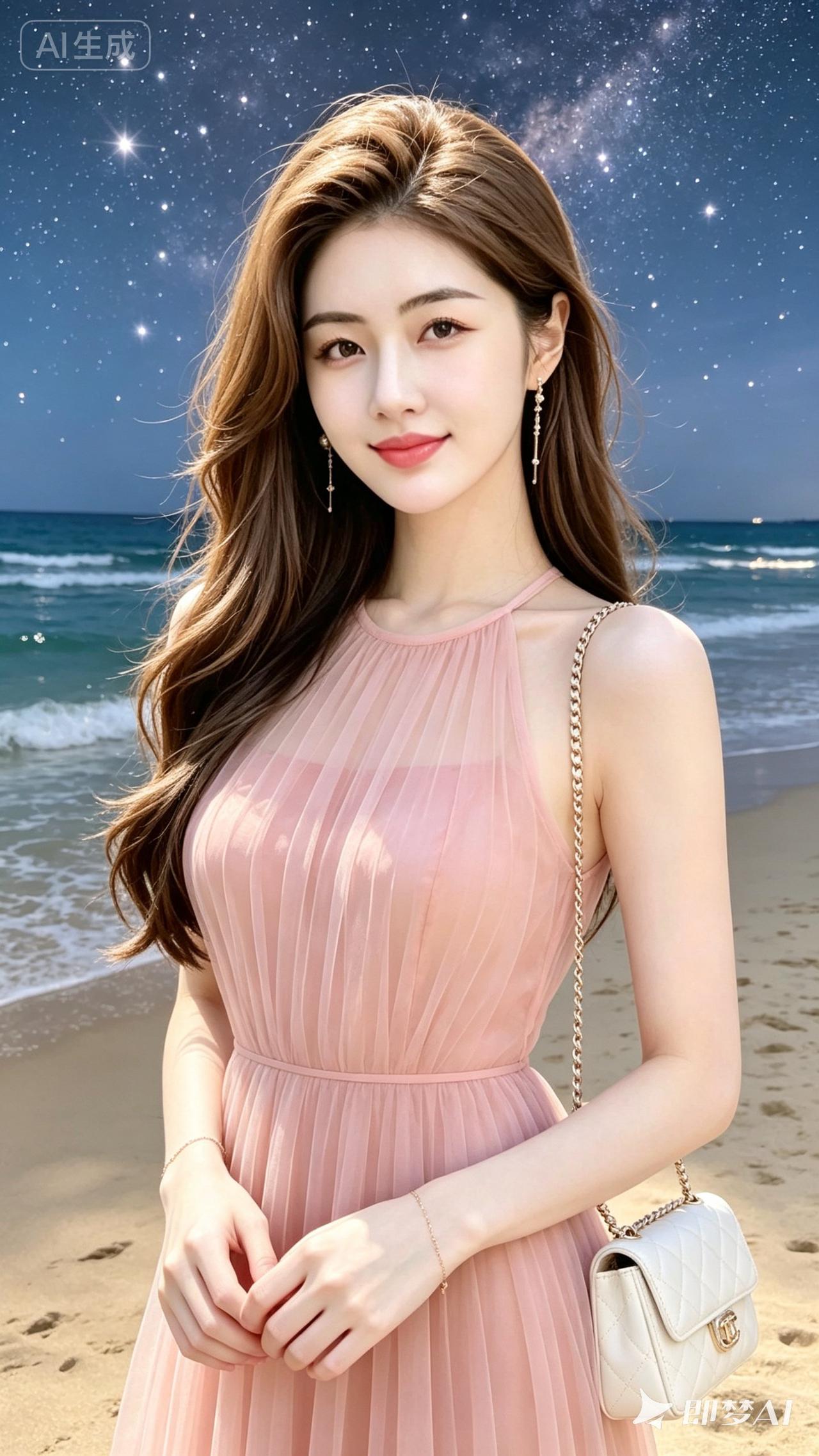 月色如银，海风轻拂。