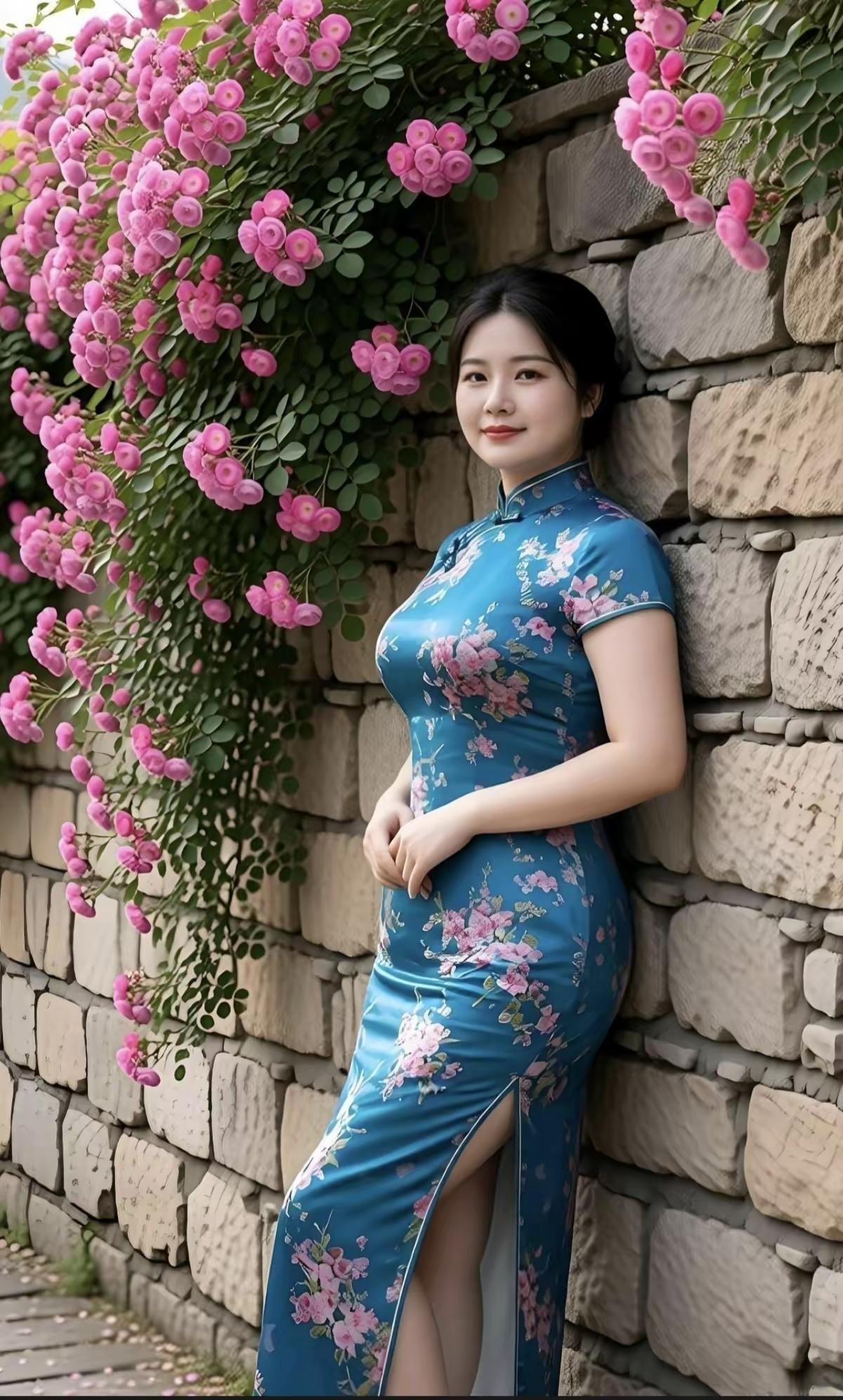 短短四句小诗勾勒墙外盛放的蔷薇，繁花探出院墙，花香随风漫开，画面清新治愈。有人续