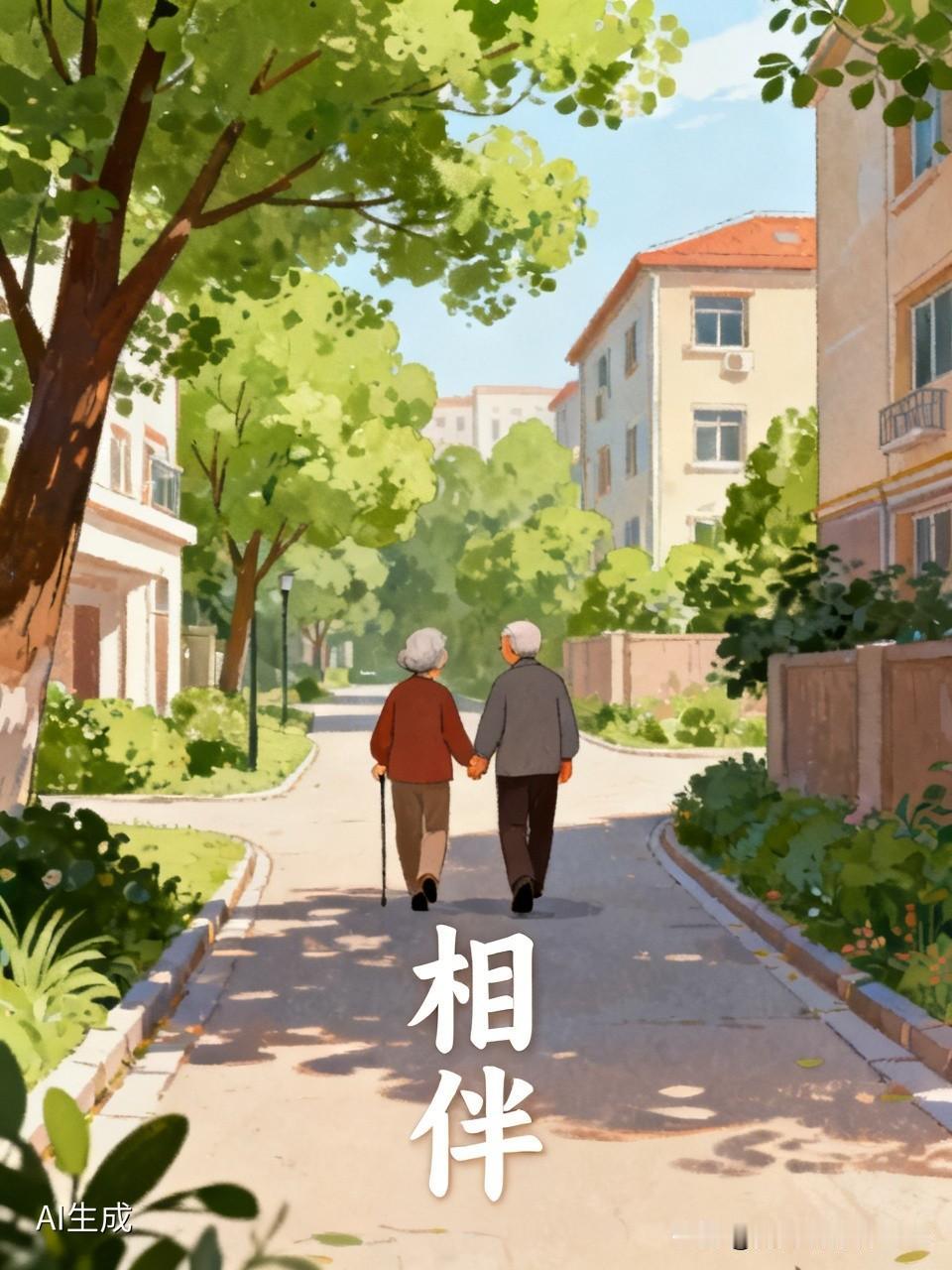 小区这对70出头的夫妻，老太太和老头出门都是绳子绑在一起的。妻子老年痴呆几年了。