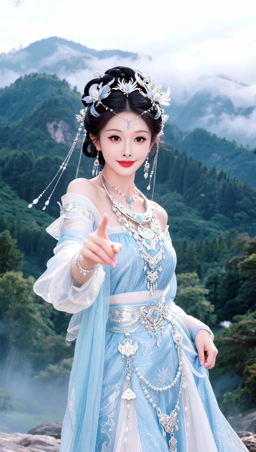 AI山景民族风 ai创作 论汉服和中国山水的适配度 国风 ai写真