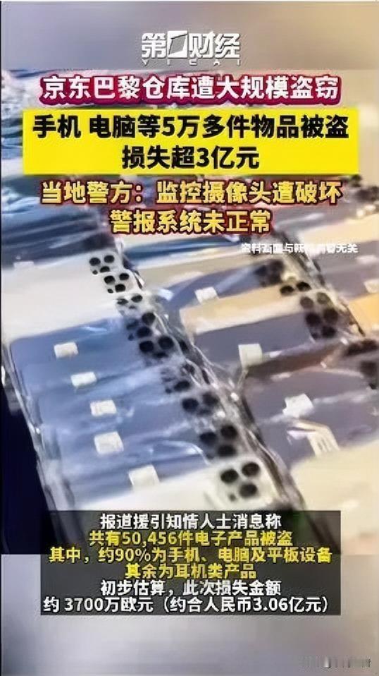 京东巴黎仓库被洗劫3亿：纯纯是自己踩坑的大冤种京东这波血亏3亿，真怪不得别