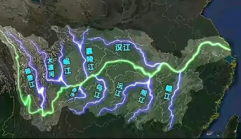 长江十大干流示意图汉江在武汉汇入长江嘉陵江在重庆汇入长江岷江、大渡河在乐山