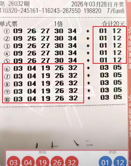 彩友已哭晕在厕所：自选10注前后区搭配失误，前5注号中0+2，后5注号中5+0，