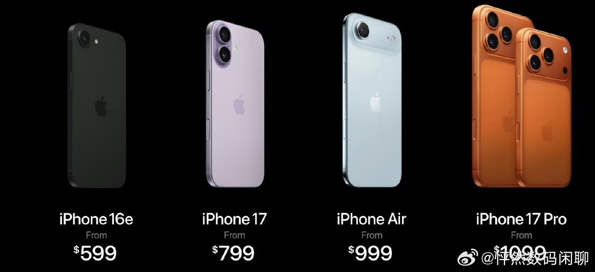 iPhone17系列价格iPhone17256GB5999元；512GB